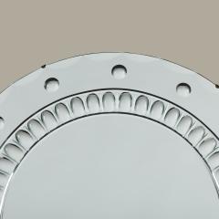 Large Italian Art Deco round mirror with highly decorative optic bullseye detail - 4523250