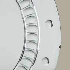 Large Italian Art Deco round mirror with highly decorative optic bullseye detail - 4523252