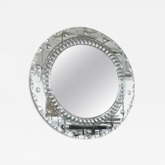 Large Italian Art Deco round mirror with highly decorative optic bullseye detail - 4523590