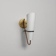 Large Italian Brass Wall Sconce with Conical Opaline Glass Shades 1950 - 4410059