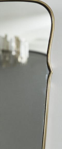 Large Italian Design Brass Horizontal Shield Shaped Mirror - 2671014