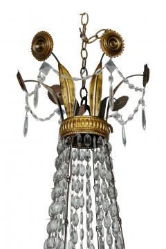 Large Italian Empire Crystal and Gilt Tole Chandelier - 4318047