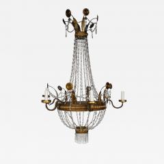 Large Italian Empire Crystal and Gilt Tole Chandelier - 4319680