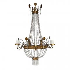 Large Italian Empire Crystal and Gilt Tole Chandelier - 4318147
