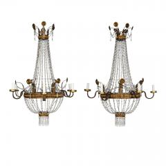 Large Italian Empire Crystal and Gilt Tole Chandelier - 4318151