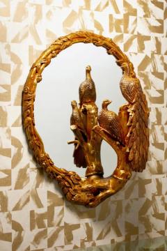 Large Italian Gilded Peacock Mirror of the Hollywood Regency Style c 1965 - 3897849