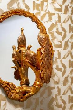 Large Italian Gilded Peacock Mirror of the Hollywood Regency Style c 1965 - 3897851