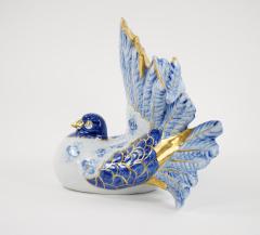 Large Italian Hand Painted Gilt Polychrome Porcelain Dove Bird Figurines - 3307373