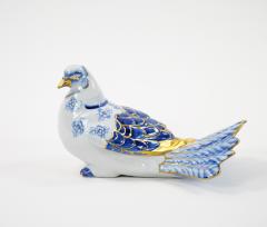 Large Italian Hand Painted Gilt Polychrome Porcelain Dove Bird Figurines - 3307379