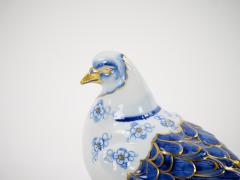 Large Italian Hand Painted Gilt Polychrome Porcelain Dove Bird Figurines - 3307381