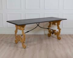 Large Italian Lacquered Lyre Table in Siena Yellow and Dark Brown - 4611873