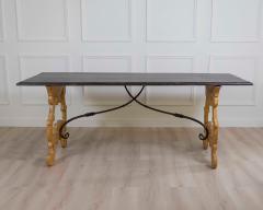 Large Italian Lacquered Lyre Table in Siena Yellow and Dark Brown - 4611874