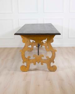 Large Italian Lacquered Lyre Table in Siena Yellow and Dark Brown - 4611877