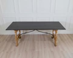 Large Italian Lacquered Lyre Table in Siena Yellow and Dark Brown - 4611883