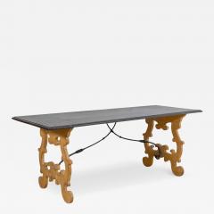 Large Italian Lacquered Lyre Table in Siena Yellow and Dark Brown - 4614311