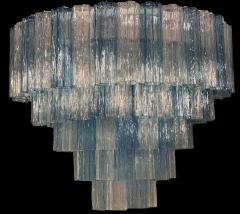 Large Italian Murano Glass Blue and Ice Color Tronchi Chandelier - 1693811