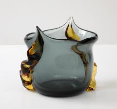 Large Italian Murano Glass Centerpiece or Bowl in Gray and Amber - 3719361