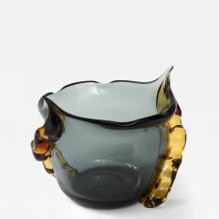 Large Italian Murano Glass Centerpiece or Bowl in Gray and Amber - 3720809