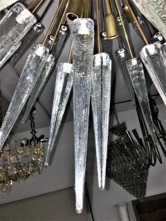 Large Italian Murano Venetian Clear Glass Sputnik Spike Chandelier - 1609972