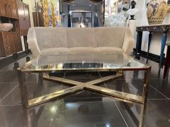 Large Italian brass steel coffee table - 3377273