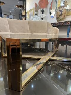 Large Italian brass steel coffee table - 3377274