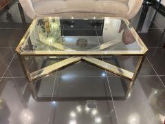 Large Italian brass steel coffee table - 3377275
