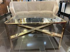 Large Italian brass steel coffee table - 3377277
