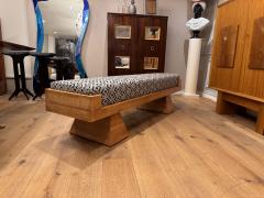 Large Italian oakwood bench with fine Aztec pattern upholstery - 4129277