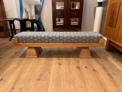 Large Italian oakwood bench with fine Aztec pattern upholstery - 4129278