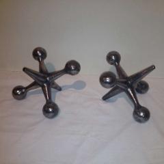 Large Jacks Polished Steel Book End or Decorative Objects - 95068