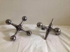 Large Jacks Polished Steel Book End or Decorative Objects - 95069