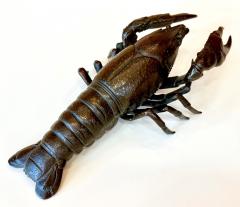 Large Japanese Cast Bronze Lobster Okimono Meiji Period - 4534247