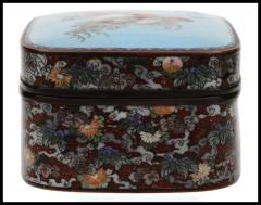 Large Japanese Cloisonne Enamel Goldstone Meiji Box with Roosters - 3902131