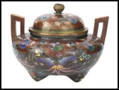 Large Japanese Cloisonne Enamel Koro Incense Burner with Takara Mono - 3903826