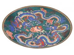 Large Japanese Dragon Design Cloisonne Enamel Plate - 4123769