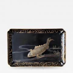 Large Japanese Lacquer Tray with Maki e Carp Design Meiji Period - 1985921