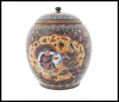 Large Japanese Meiji Lidded Cloisonne Enamel Jar - 3901332