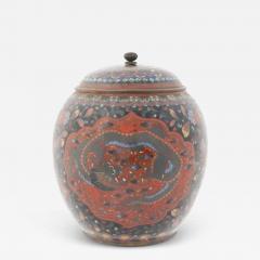 Large Japanese Meiji Lidded Cloisonne Enamel Jar - 3909740