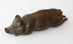 Large Japanese Meiji Period Cast Bronze Recumbent Pig - 1931493