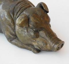 Large Japanese Meiji Period Cast Bronze Recumbent Pig - 1931497
