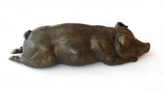 Large Japanese Meiji Period Cast Bronze Recumbent Pig - 1931500