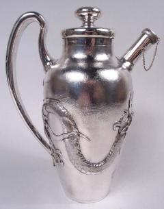 Large Japanese Meiji Silver Cocktail Shaker Dragon Cocktail Shaker - 3984372