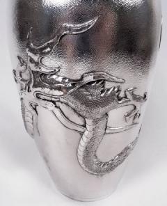 Large Japanese Meiji Silver Cocktail Shaker Dragon Cocktail Shaker - 3984374