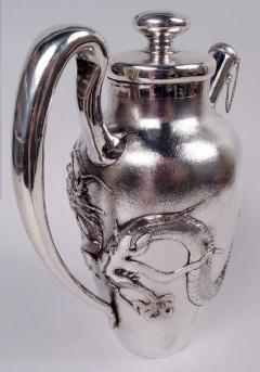 Large Japanese Meiji Silver Cocktail Shaker Dragon Cocktail Shaker - 3984375