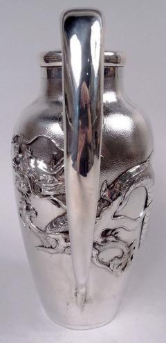 Large Japanese Meiji Silver Cocktail Shaker Dragon Cocktail Shaker - 3984376