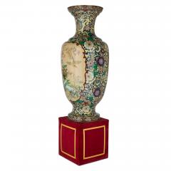 Large Japanese Meiji period cloisonn enamel vase with a stand - 4149372