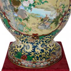 Large Japanese Meiji period cloisonn enamel vase with a stand - 4149375