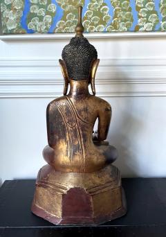 Large Lacquer Wood Antique Burmese Buddha Statue - 1980881