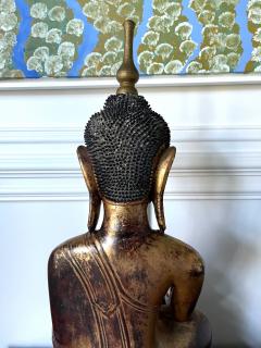 Large Lacquer Wood Antique Burmese Buddha Statue - 1980885