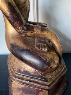 Large Lacquer Wood Antique Burmese Buddha Statue - 1980887